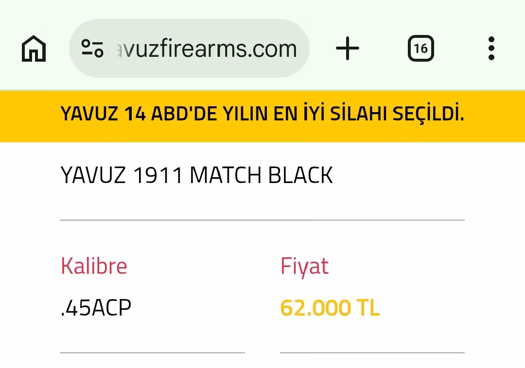 Acil uygun fiyata yavuz 1911 match black sıfır
