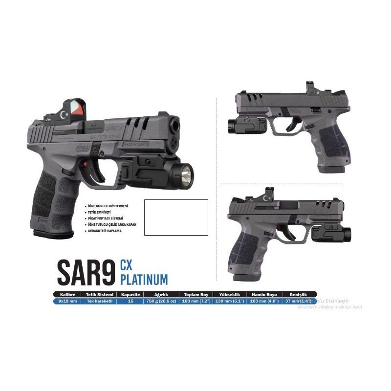 SARSILMAZ SAR9 PLATİNUM + LAZER + DÜRBÜN + FENER FULLL