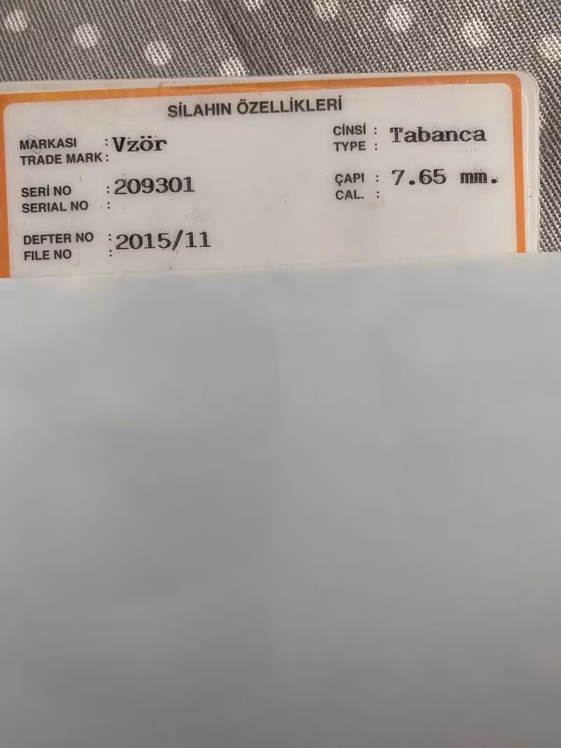 Ruhsat sahibinden 7.65 Vizor