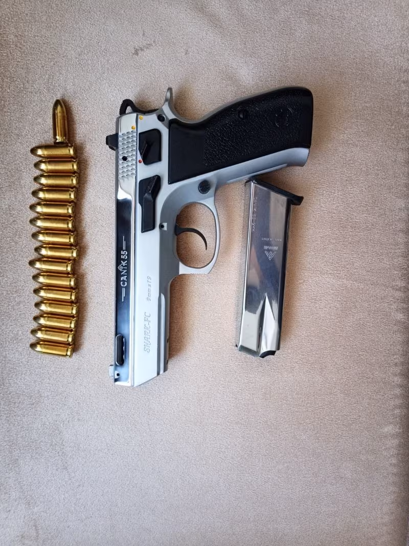 RUHSATLI Canik 55 SHARK FC Marka Beyaz renkli krom kaplamalı