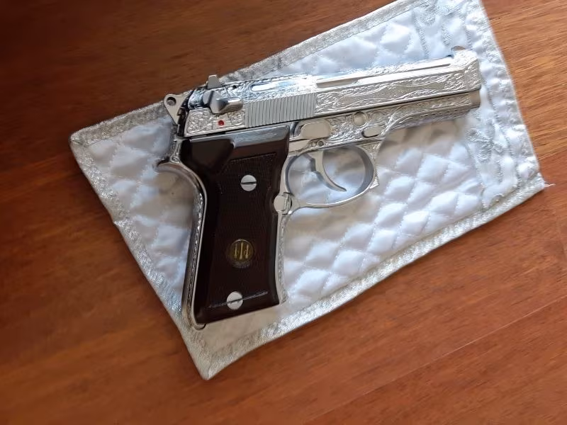 Beretta 92 FS 92FS 9mm Gravür Gümüş Kaplama