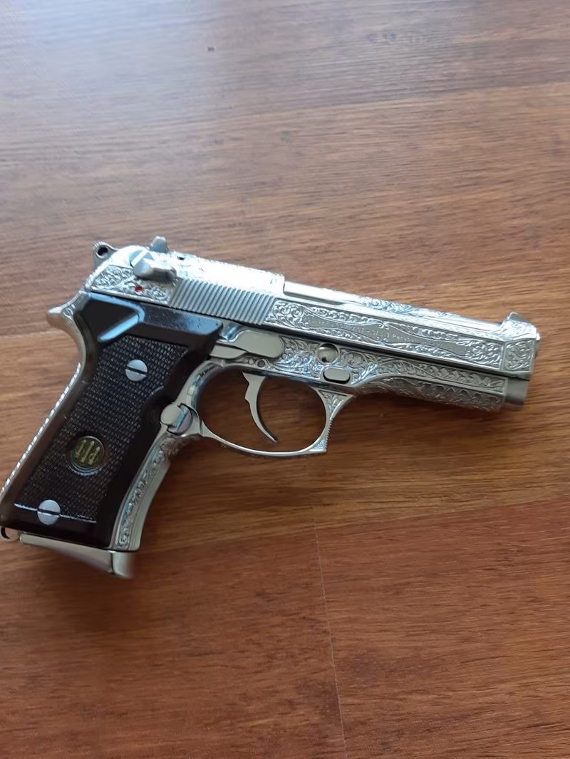 Beretta 92 FS 92FS 9mm Gravür Gümüş Kaplama