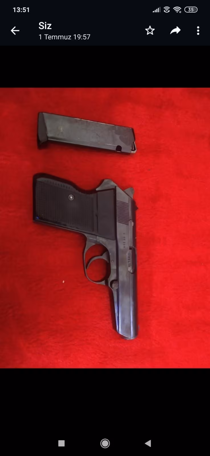 EMEKLİ ASTSUBAYDAN TABANCA  ÇEK VİZÖR 7.65