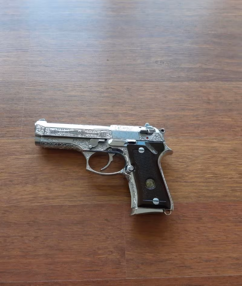 Beretta 92 FS 92FS 9mm Gravür Gümüş Kaplama