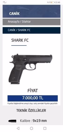 Sahibinden temiz krom kaplama canik 55 şhark fc polimer kabze