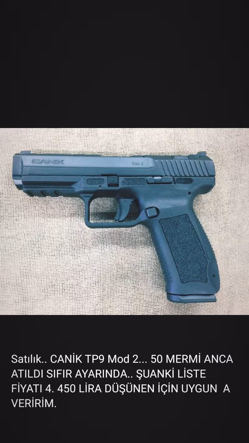Canık tp9 mod 2... Sıfırdan farksız 100 mermi atılmadı.. Sıfır fiyatı 4.450 TL ihtiyaç fazlasıdır