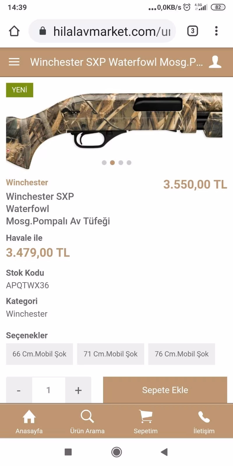 Winchester sxp waterfowl yarı otomatik av silahi sifir