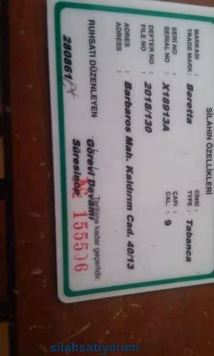 ACİL    Bayan emekli polisten Baretta FS 92  9 mm.